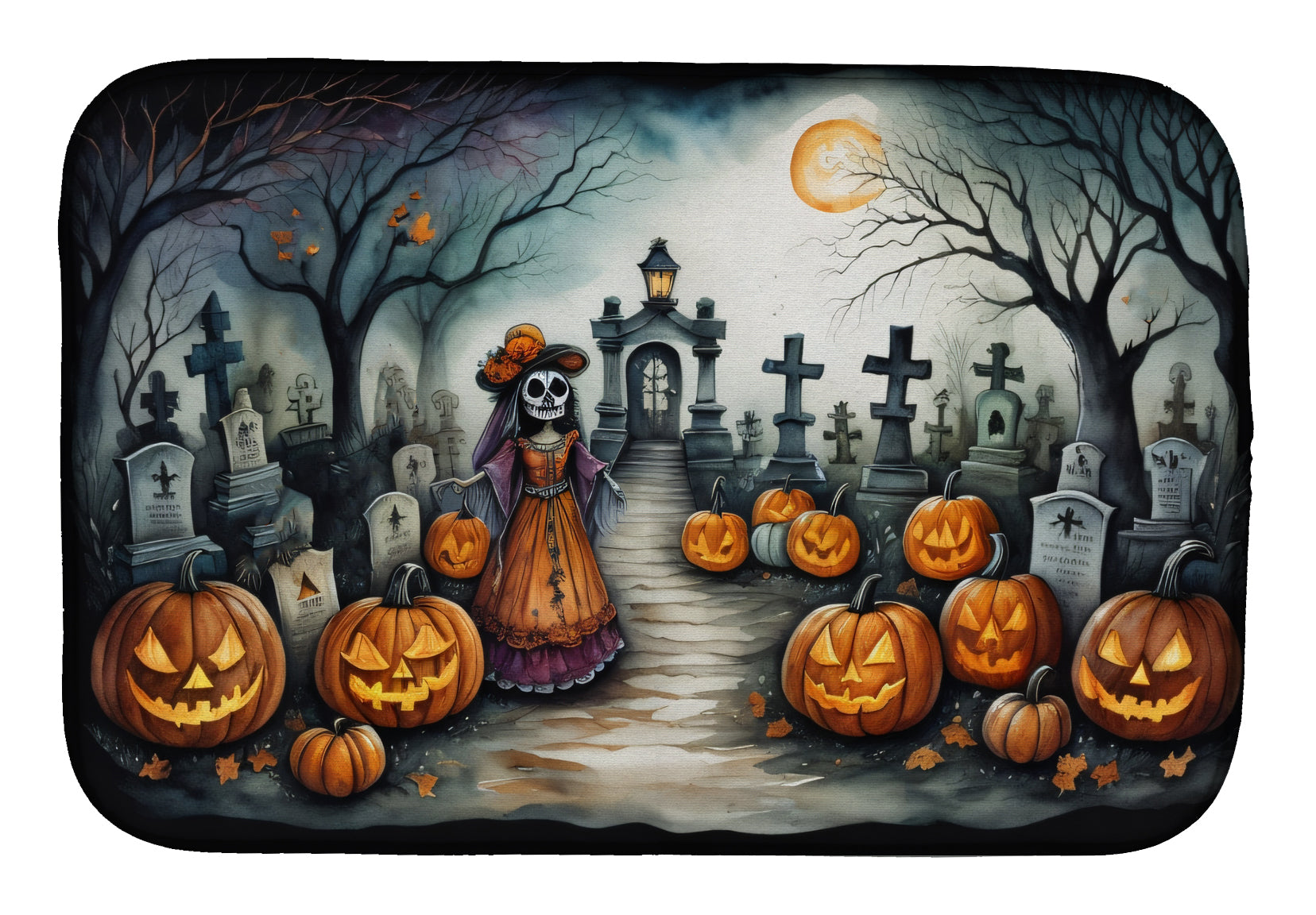 Buy this La Catrina Skeleton Spooky Halloween Dish Drying Mat