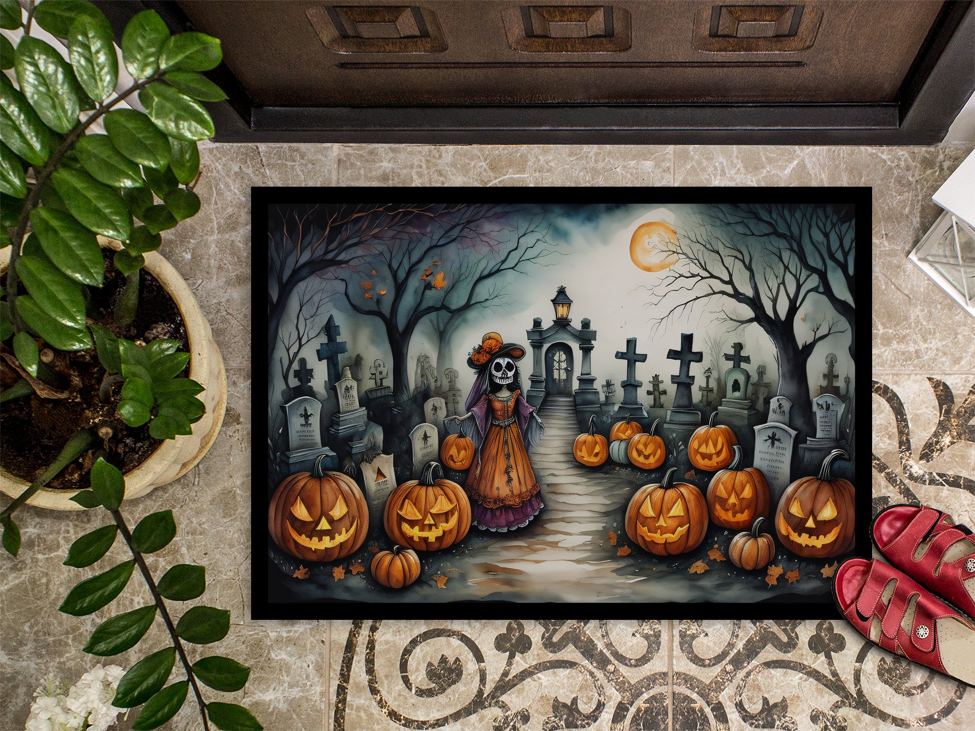 La Catrina Skeleton Spooky Halloween Doormat 18x27  the-store.com.