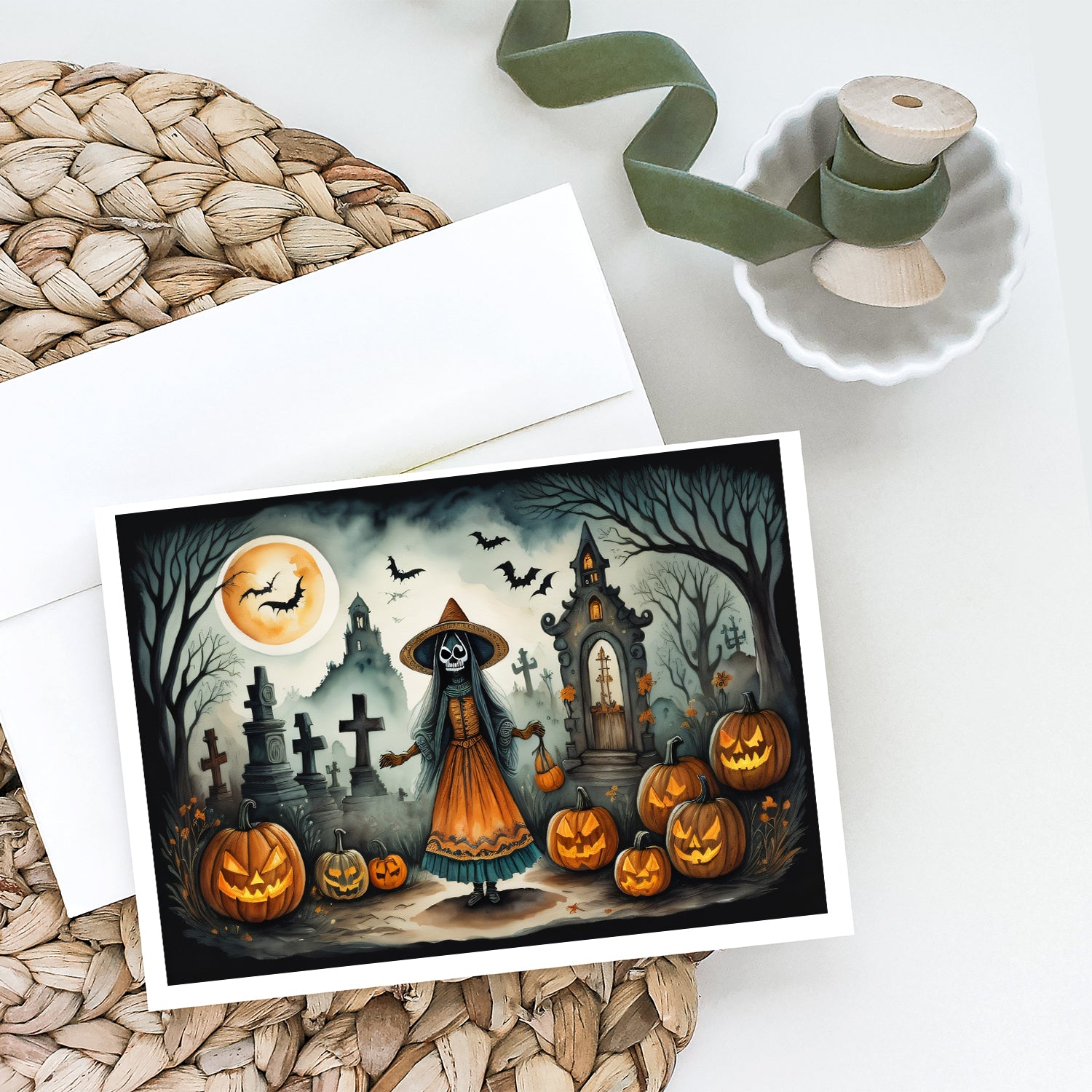 La Llorona Skeleton Spooky Halloween Greeting Cards and Envelopes Pack of 8  the-store.com.