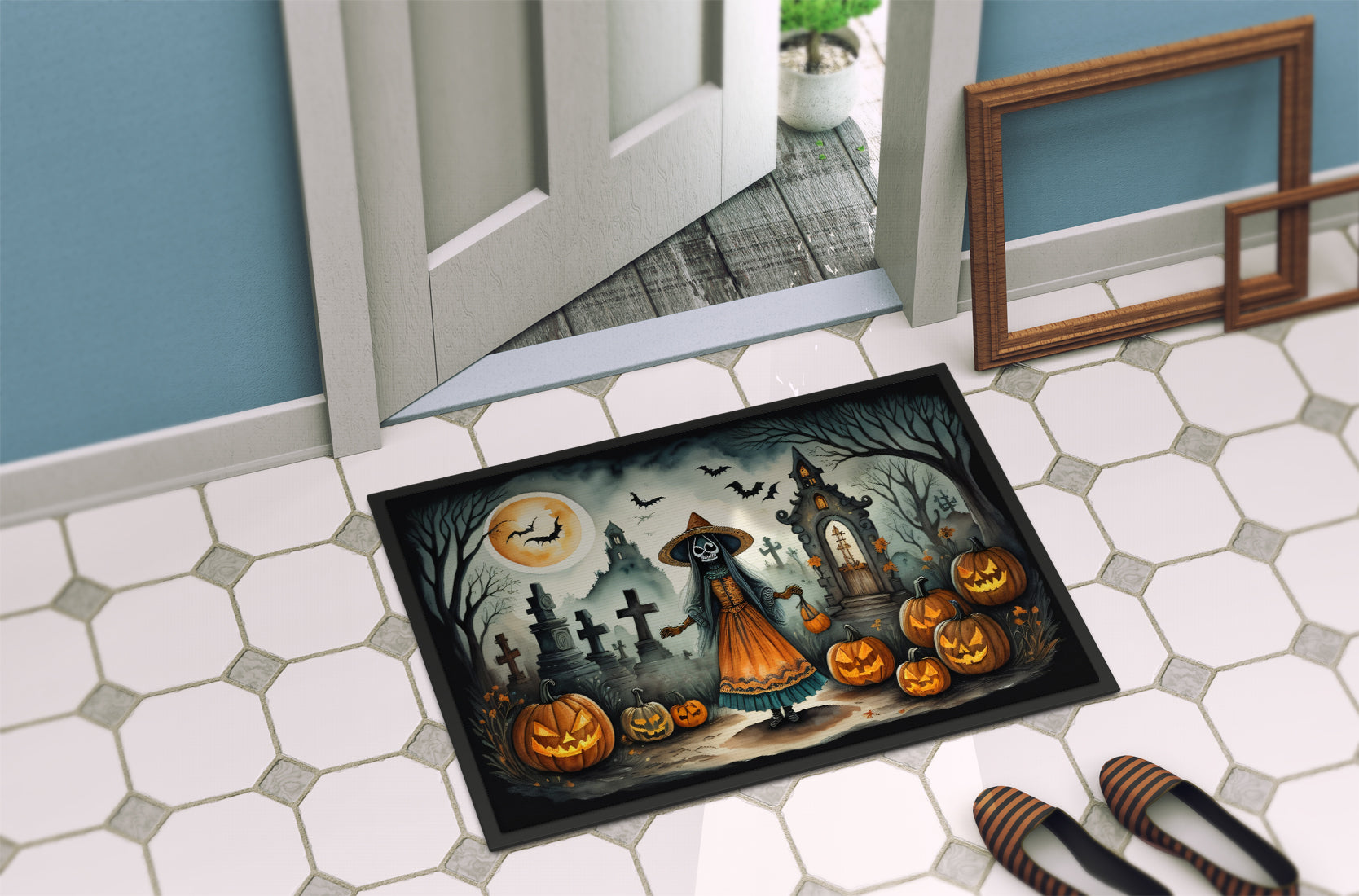 La Llorona Skeleton Spooky Halloween Doormat 18x27  the-store.com.