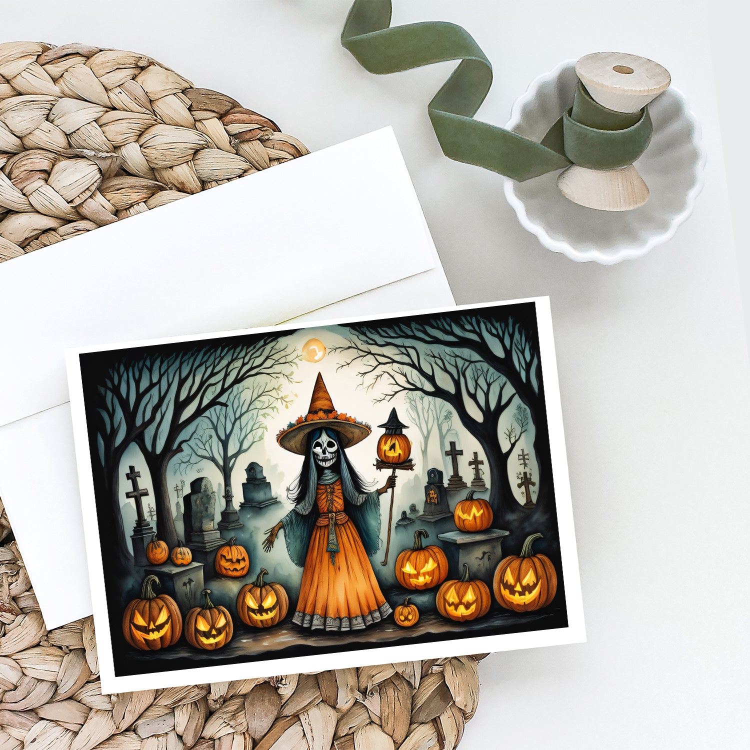 La Llorona Skeleton Spooky Halloween Greeting Cards and Envelopes Pack of 8  the-store.com.