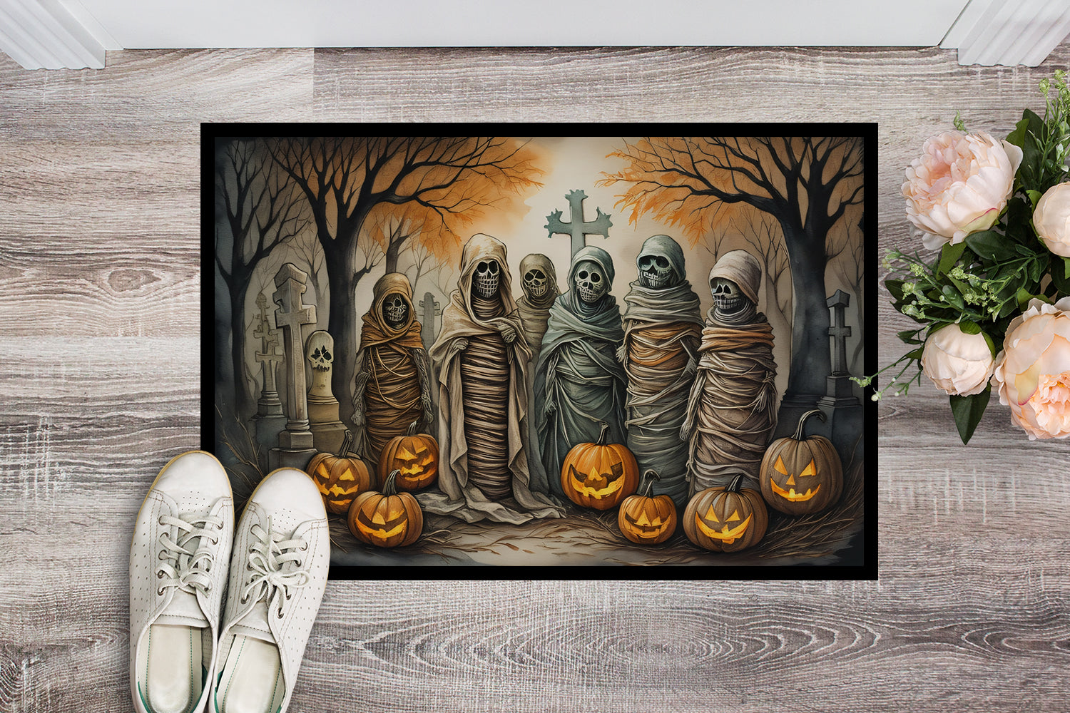 Mummies Spooky Halloween Doormat 18x27  the-store.com.