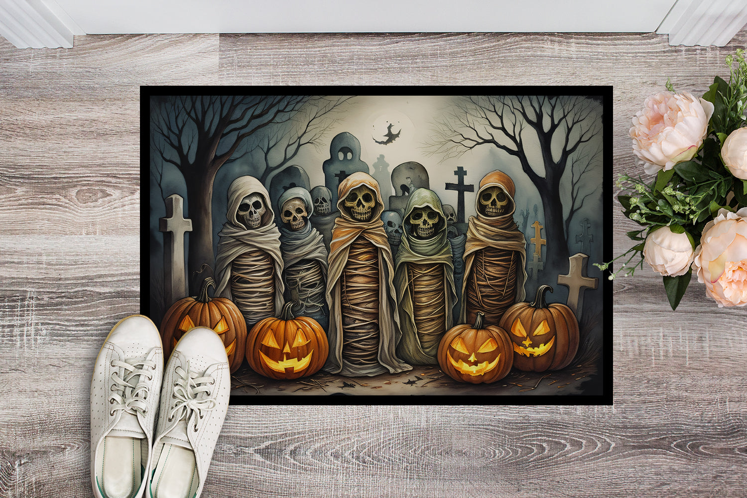 Mummies Spooky Halloween Indoor or Outdoor Mat 24x36  the-store.com.