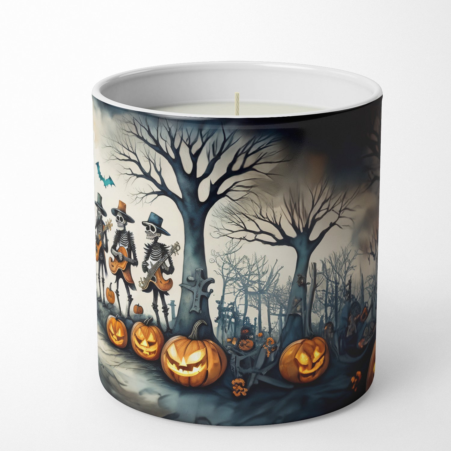 Mariachi Skeleton Band Spooky Halloween Decorative Soy Candle  the-store.com.