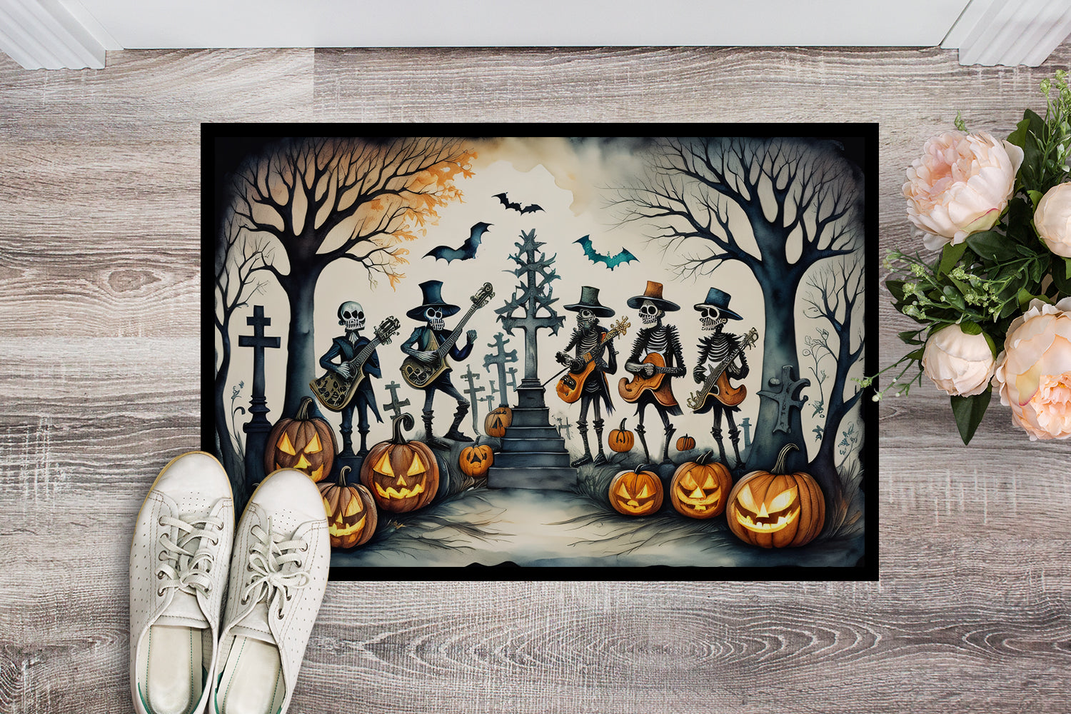 Buy this Mariachi Skeleton Band Spooky Halloween Doormat 18x27