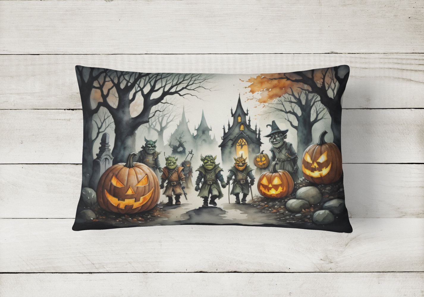 Orcs Spooky Halloween Fabric Decorative Pillow  the-store.com.