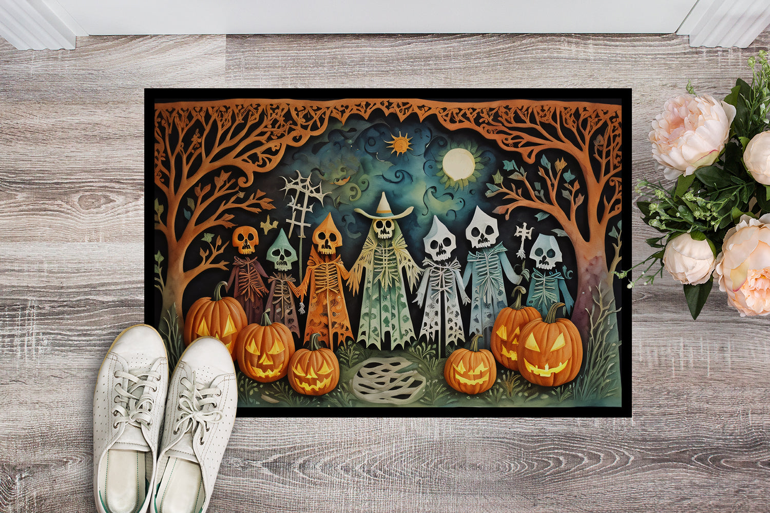 Buy this Papel Picado Skeletons Spooky Halloween Doormat 18x27