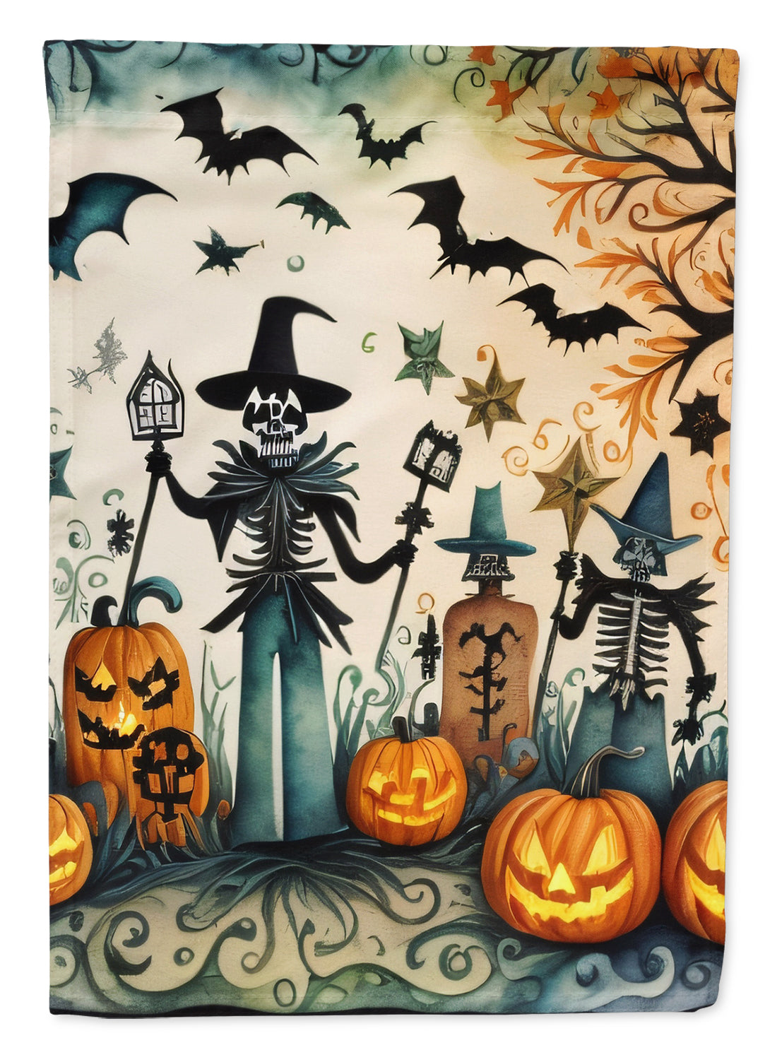 Buy this Papel Picado Skeletons Spooky Halloween House Flag