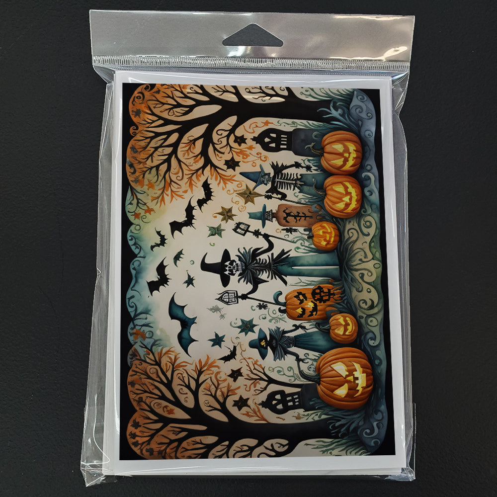 Papel Picado Skeletons Spooky Halloween Greeting Cards and Envelopes Pack of 8  the-store.com.