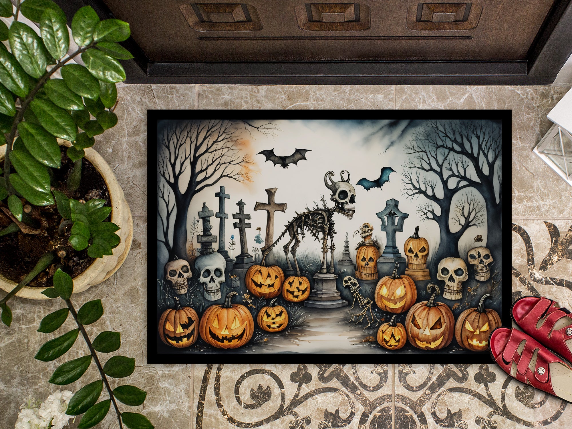 Pet Cemetery Spooky Halloween Indoor or Outdoor Mat 24x36  the-store.com.