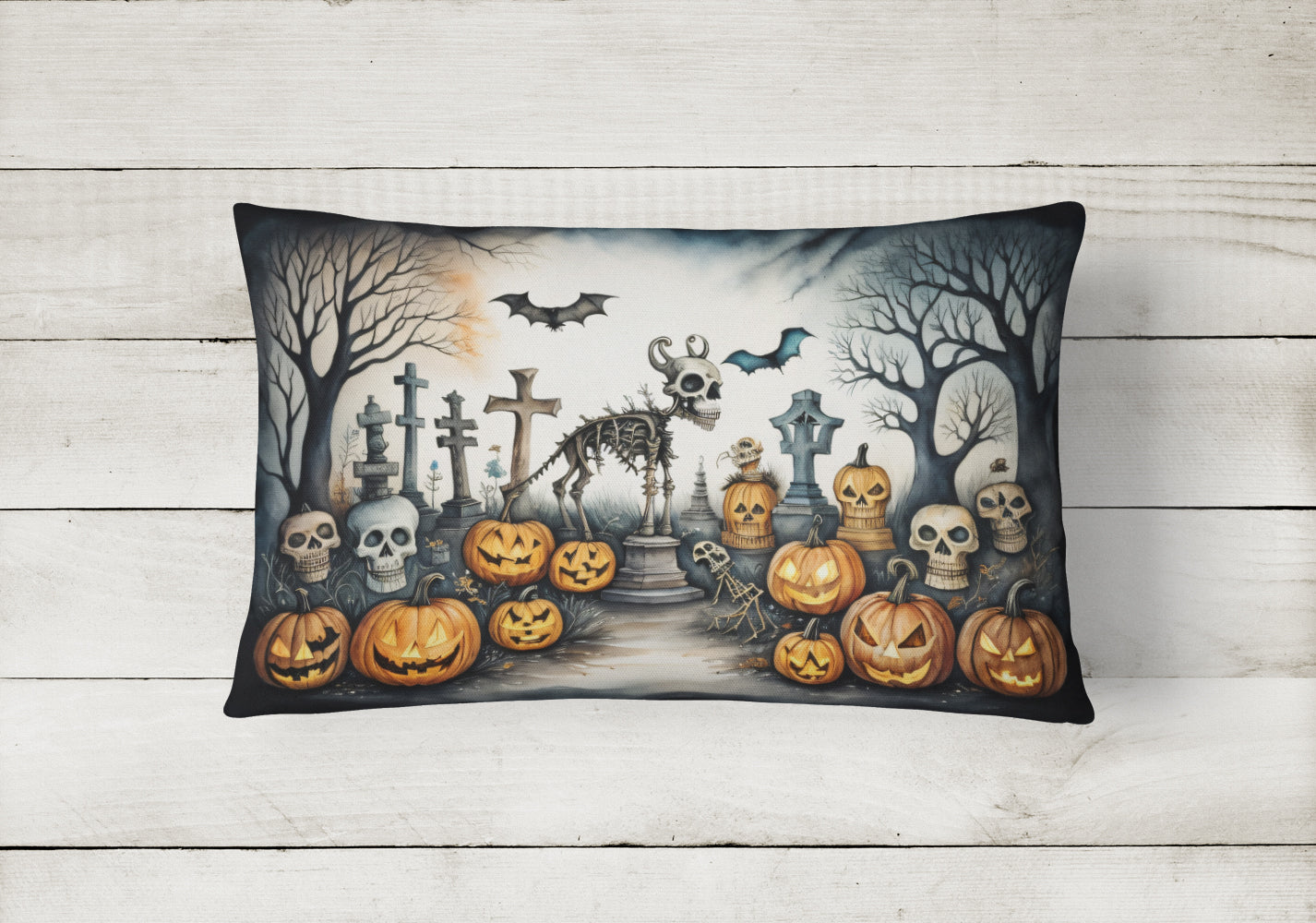 Pet Cemetery Spooky Halloween Fabric Decorative Pillow  the-store.com.