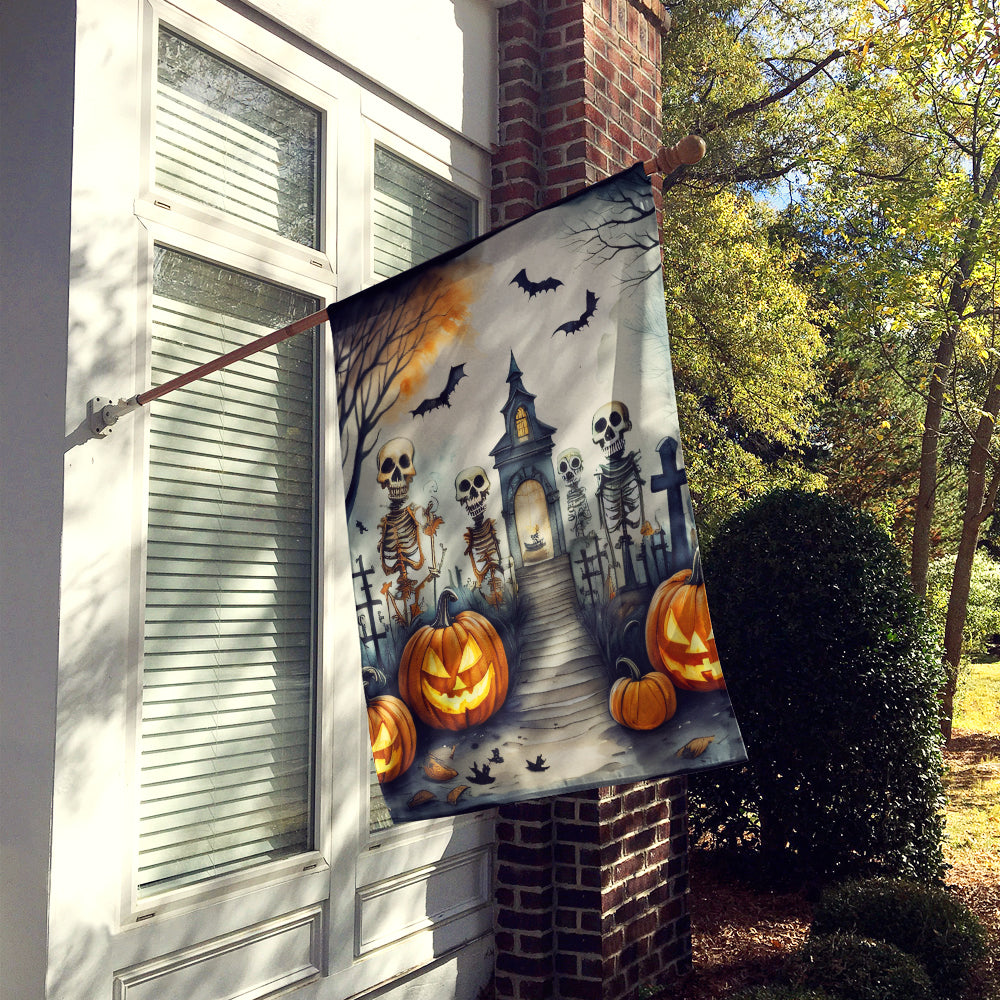 Skeleton Spooky Halloween House Flag  the-store.com.