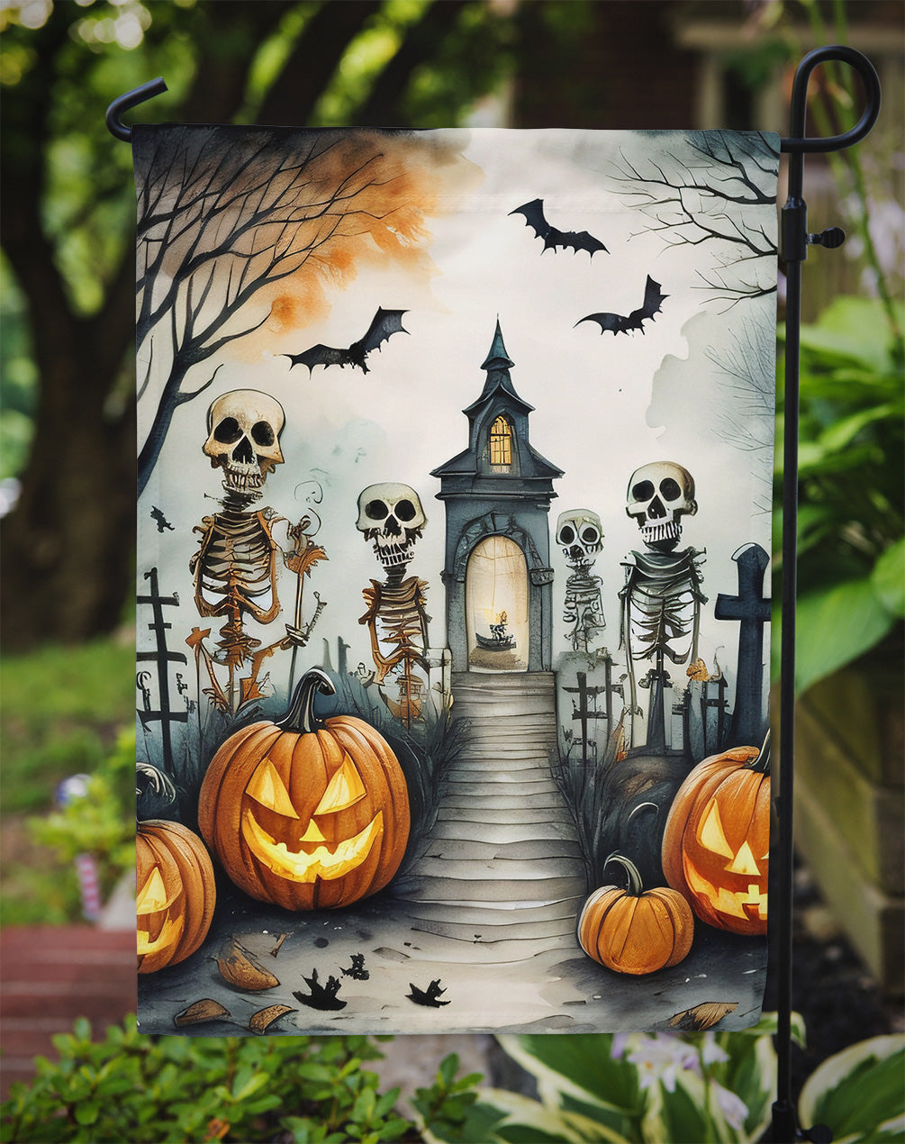 Skeleton Spooky Halloween Garden Flag  the-store.com.