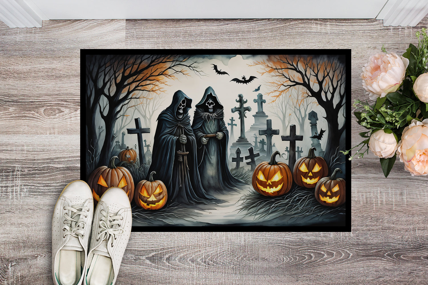The Grim Reaper Spooky Halloween Doormat 18x27  the-store.com.