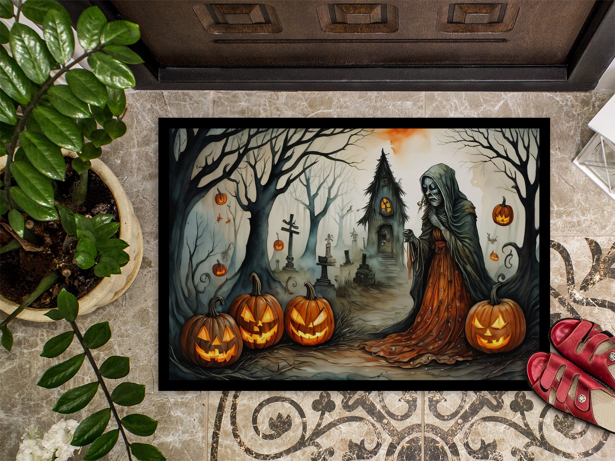 The Weeping Woman Spooky Halloween Indoor or Outdoor Mat 24x36  the-store.com.
