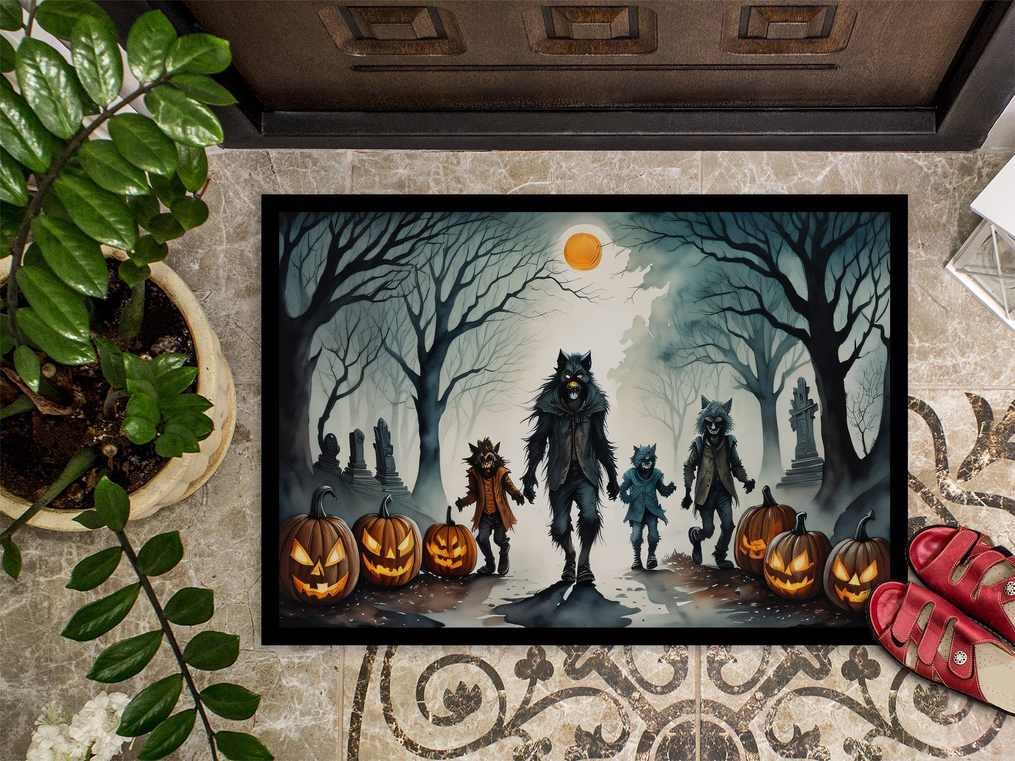 Werewolves Spooky Halloween Indoor or Outdoor Mat 24x36  the-store.com.