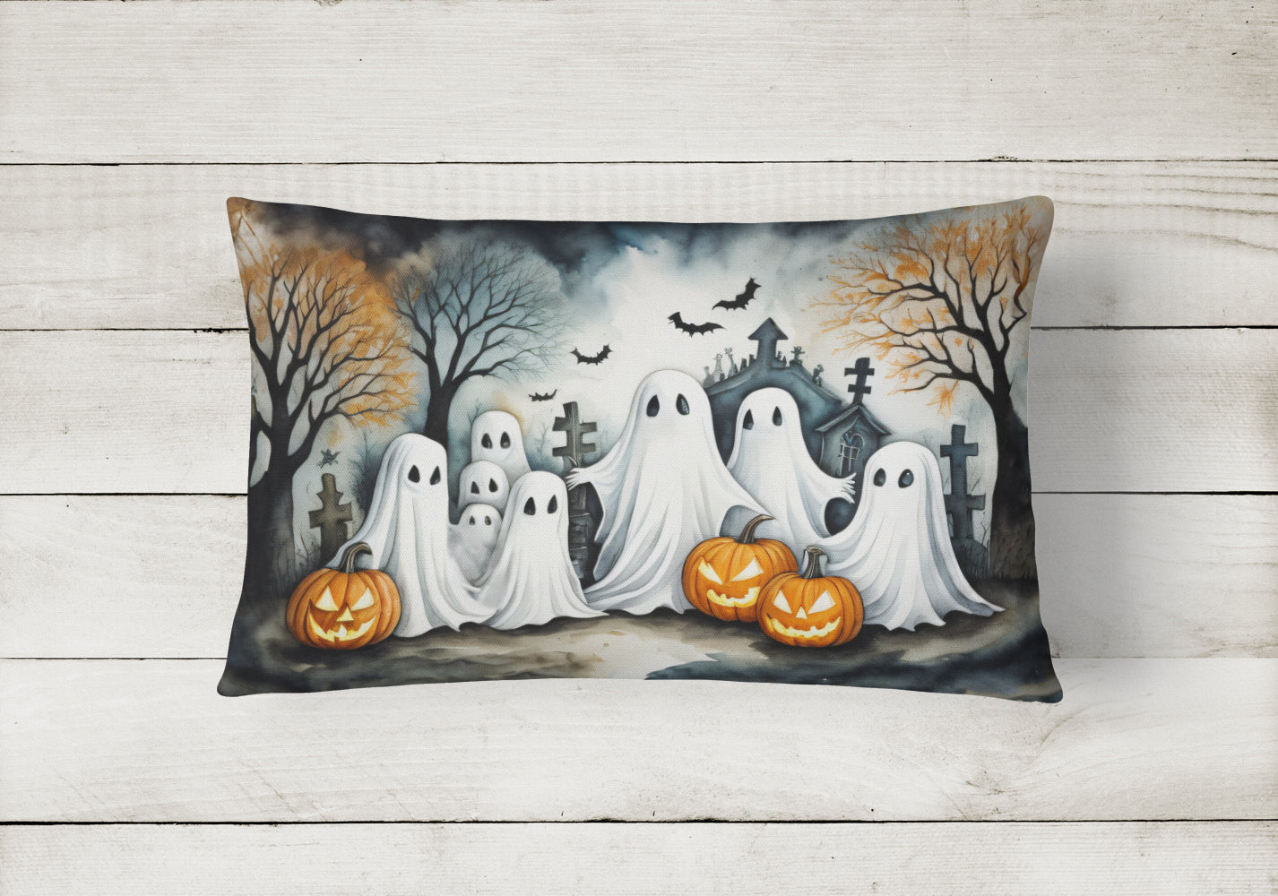 Ghosts Spooky Halloween Fabric Decorative Pillow  the-store.com.