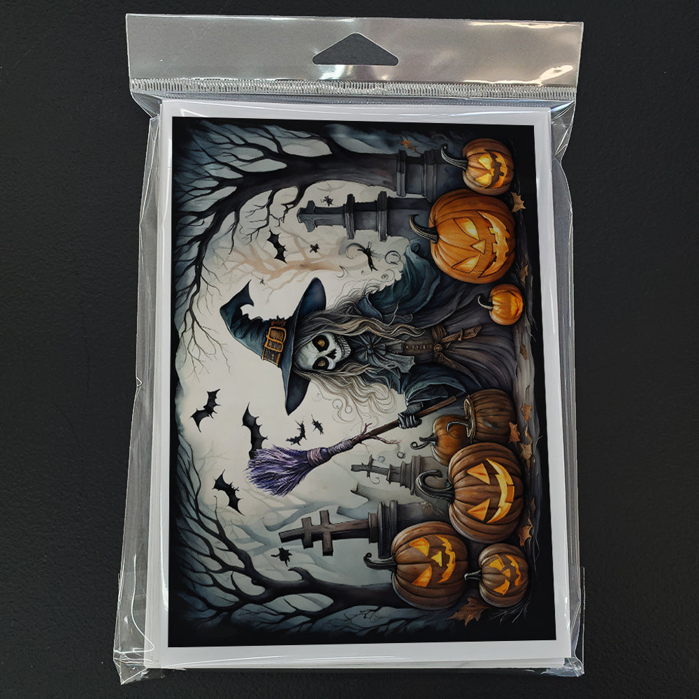 Witch Spooky Halloween Greeting Cards and Envelopes Pack of 8  the-store.com.