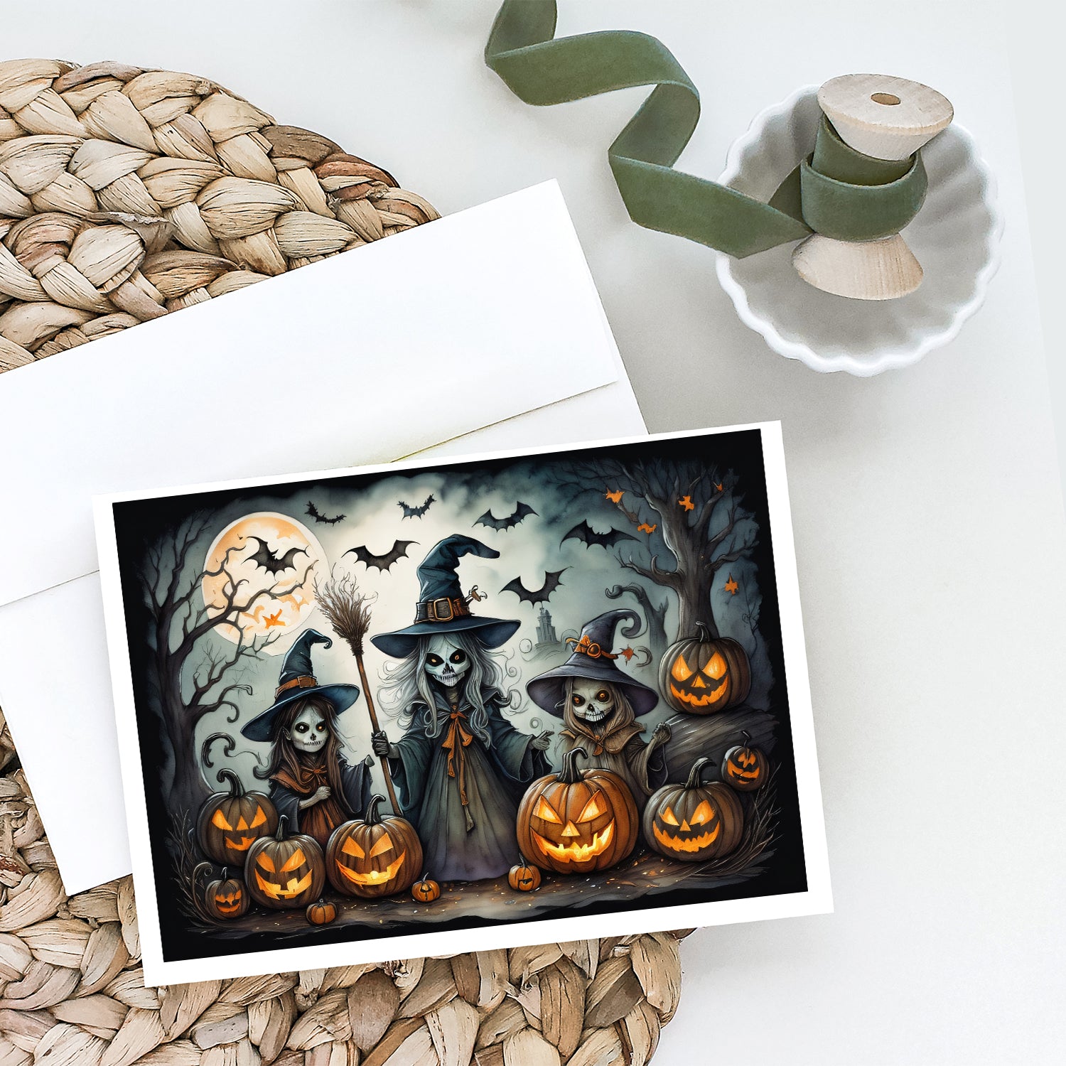 Witches Spooky Halloween Greeting Cards and Envelopes Pack of 8  the-store.com.
