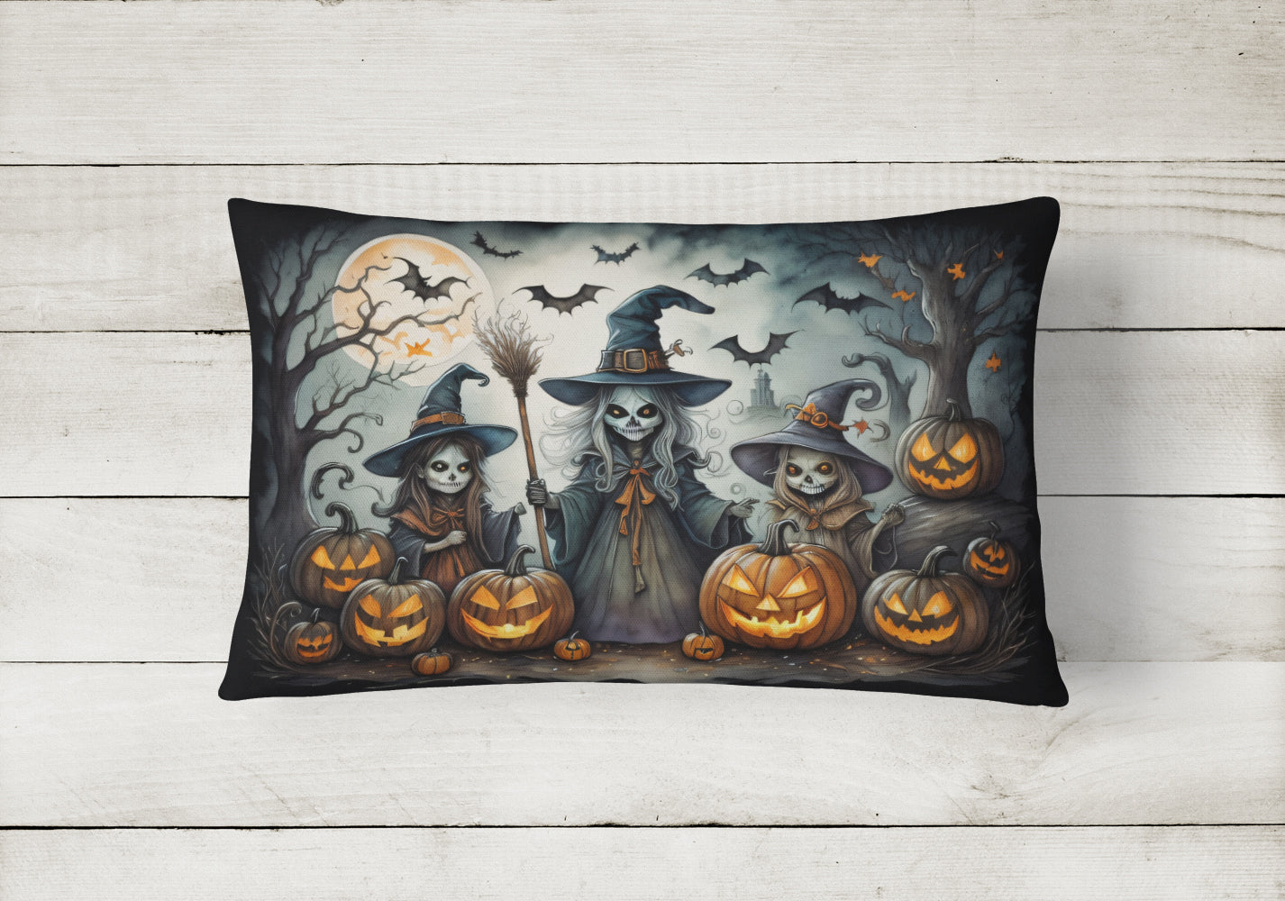 Witches Spooky Halloween Fabric Decorative Pillow  the-store.com.