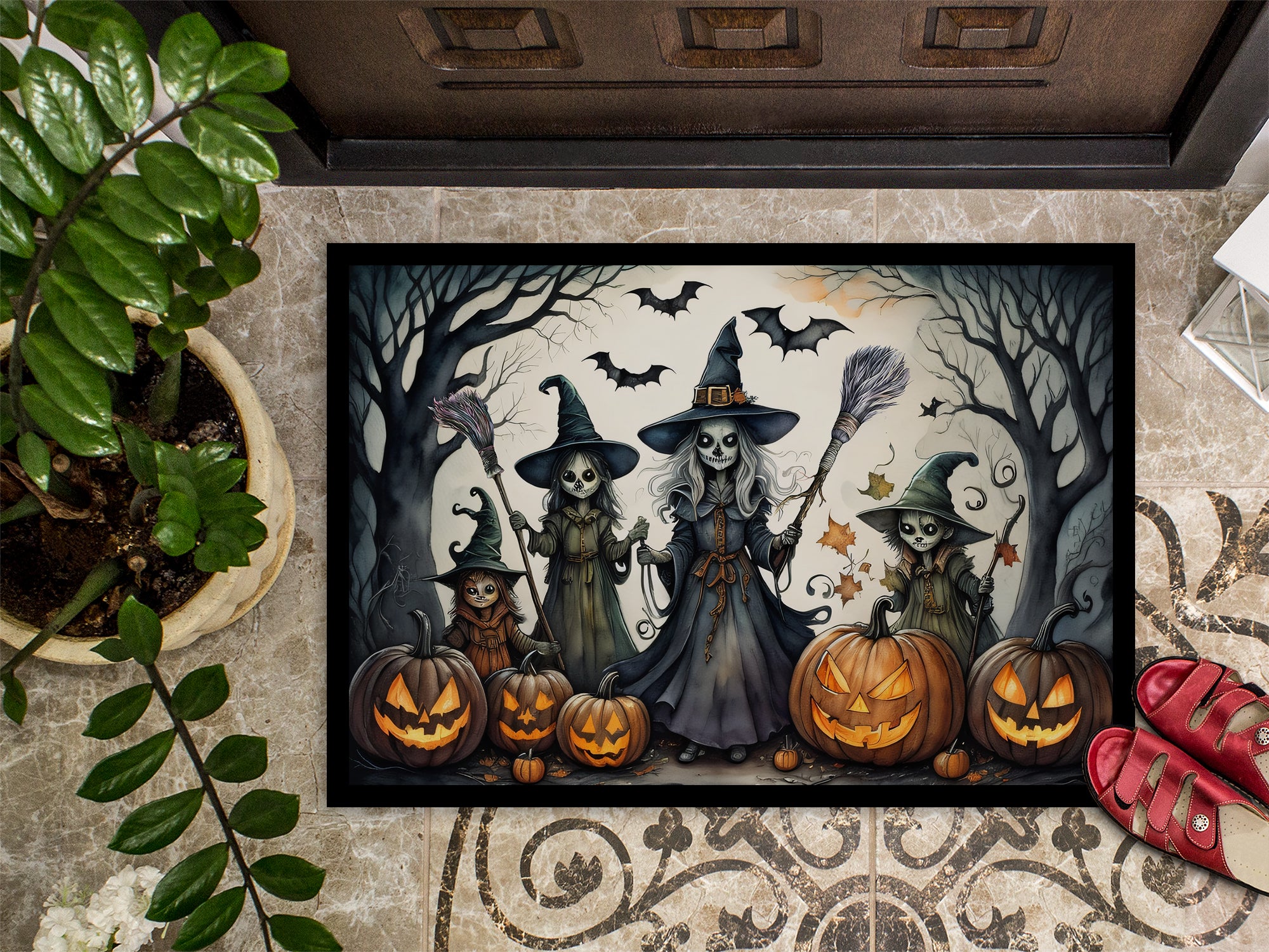 Witches Spooky Halloween Doormat 18x27  the-store.com.
