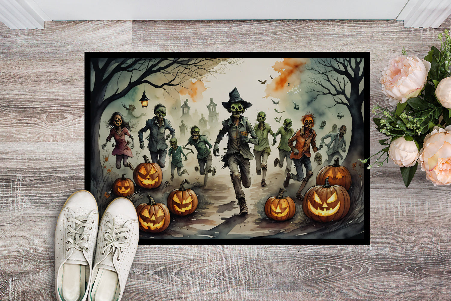 Buy this Zombies Spooky Halloween Indoor or Outdoor Mat 24x36