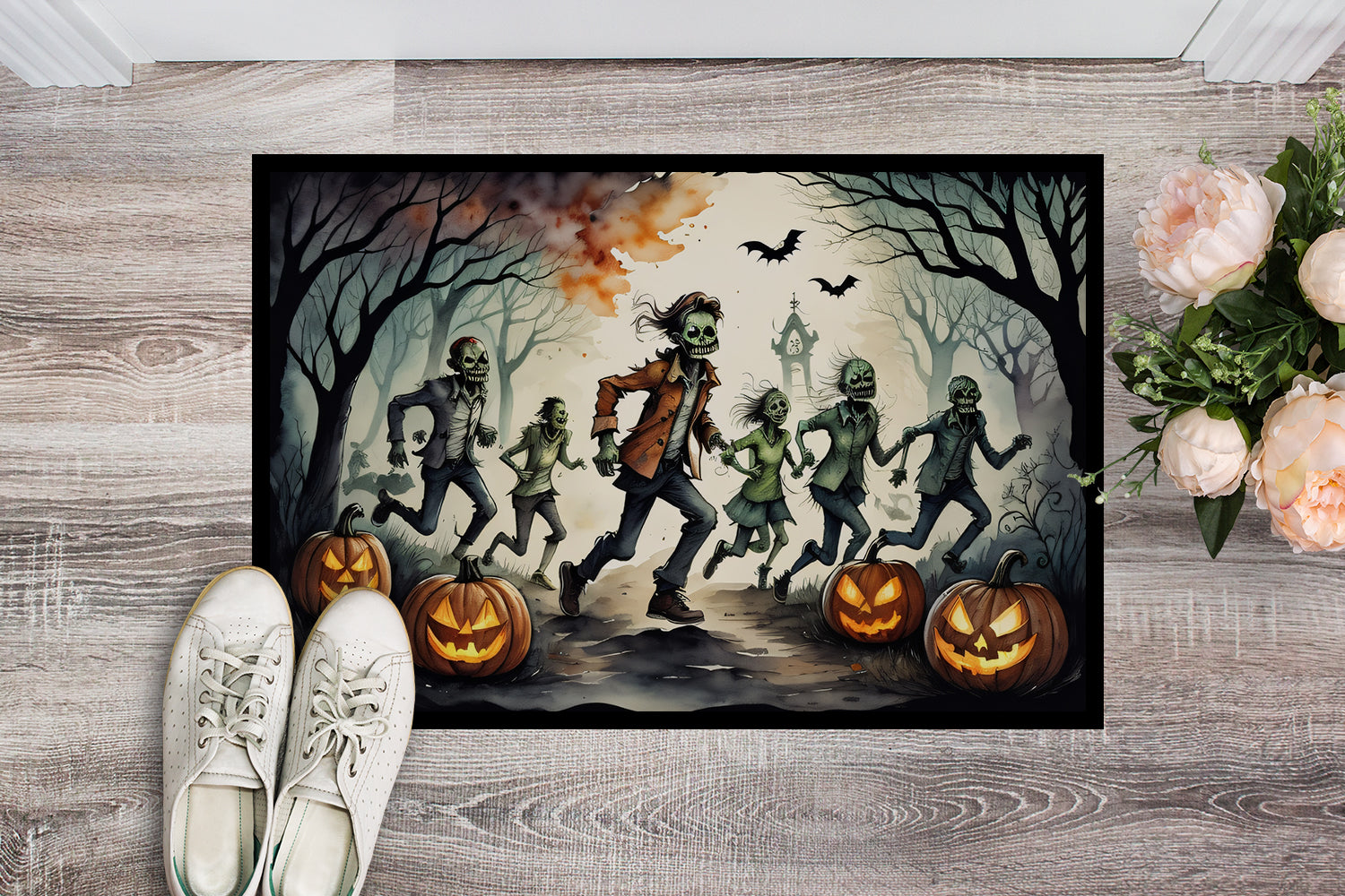 Buy this Zombies Spooky Halloween Indoor or Outdoor Mat 24x36