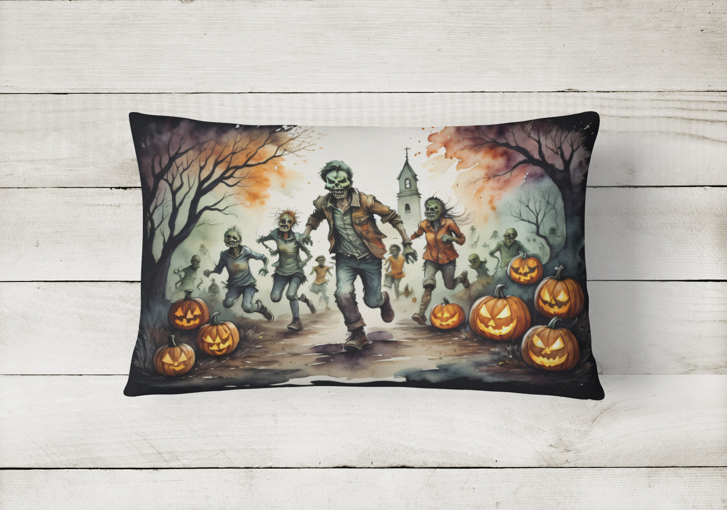 Zombies Spooky Halloween Fabric Decorative Pillow  the-store.com.