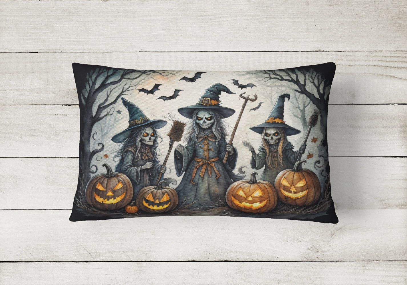 Witches Spooky Halloween Fabric Decorative Pillow  the-store.com.
