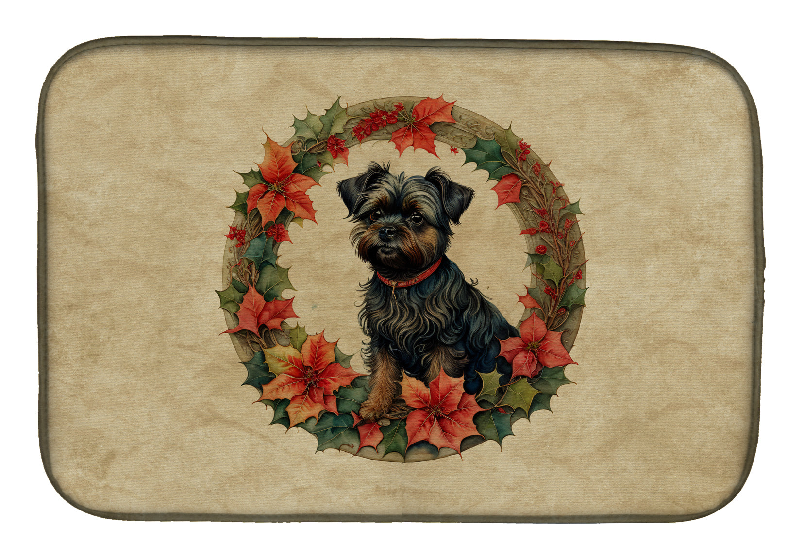 Buy this Affenpinscher Christmas Flowers Dish Drying Mat