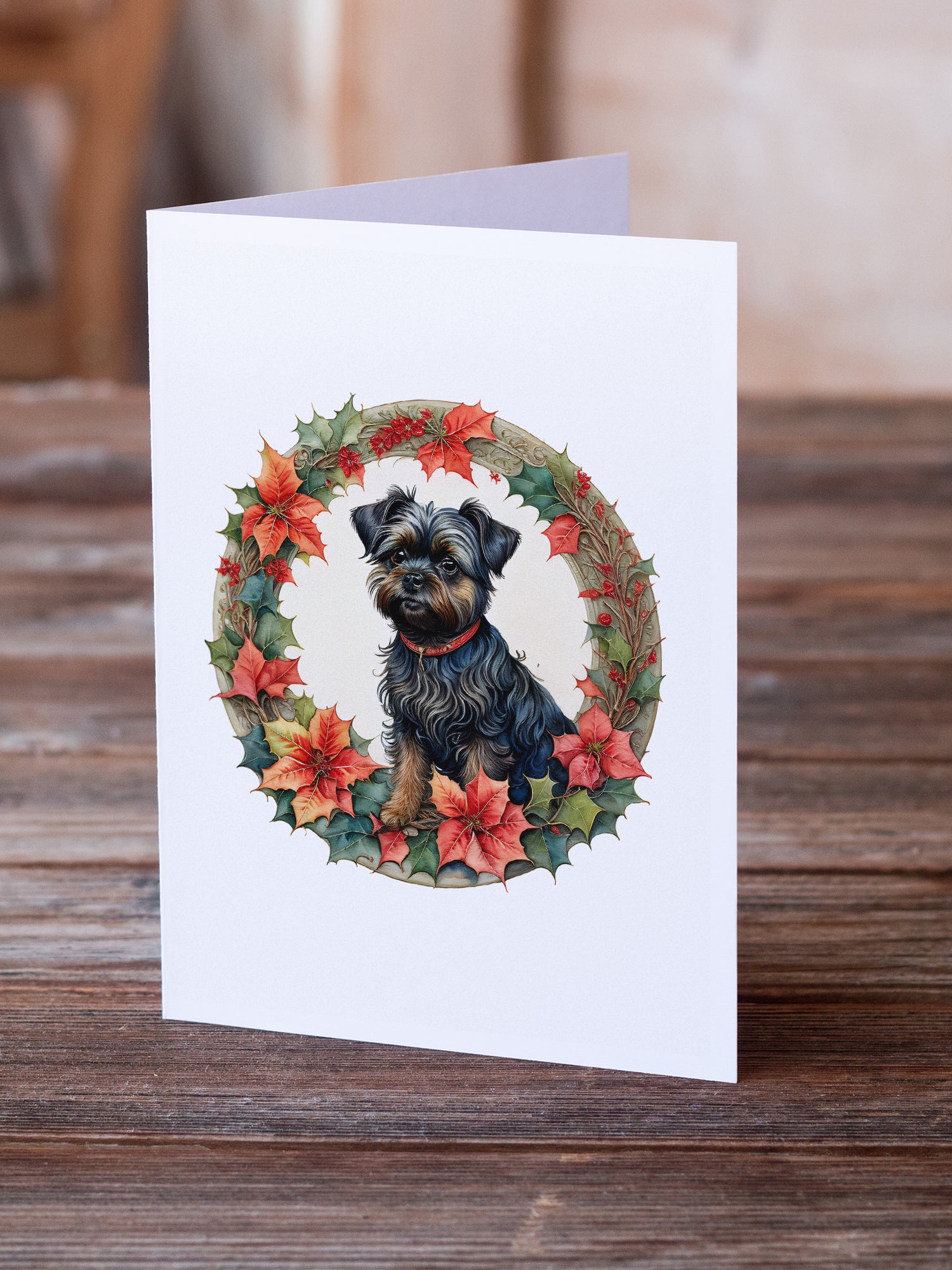 Buy this Affenpinscher Christmas Flowers Greeting Cards Pack of 8