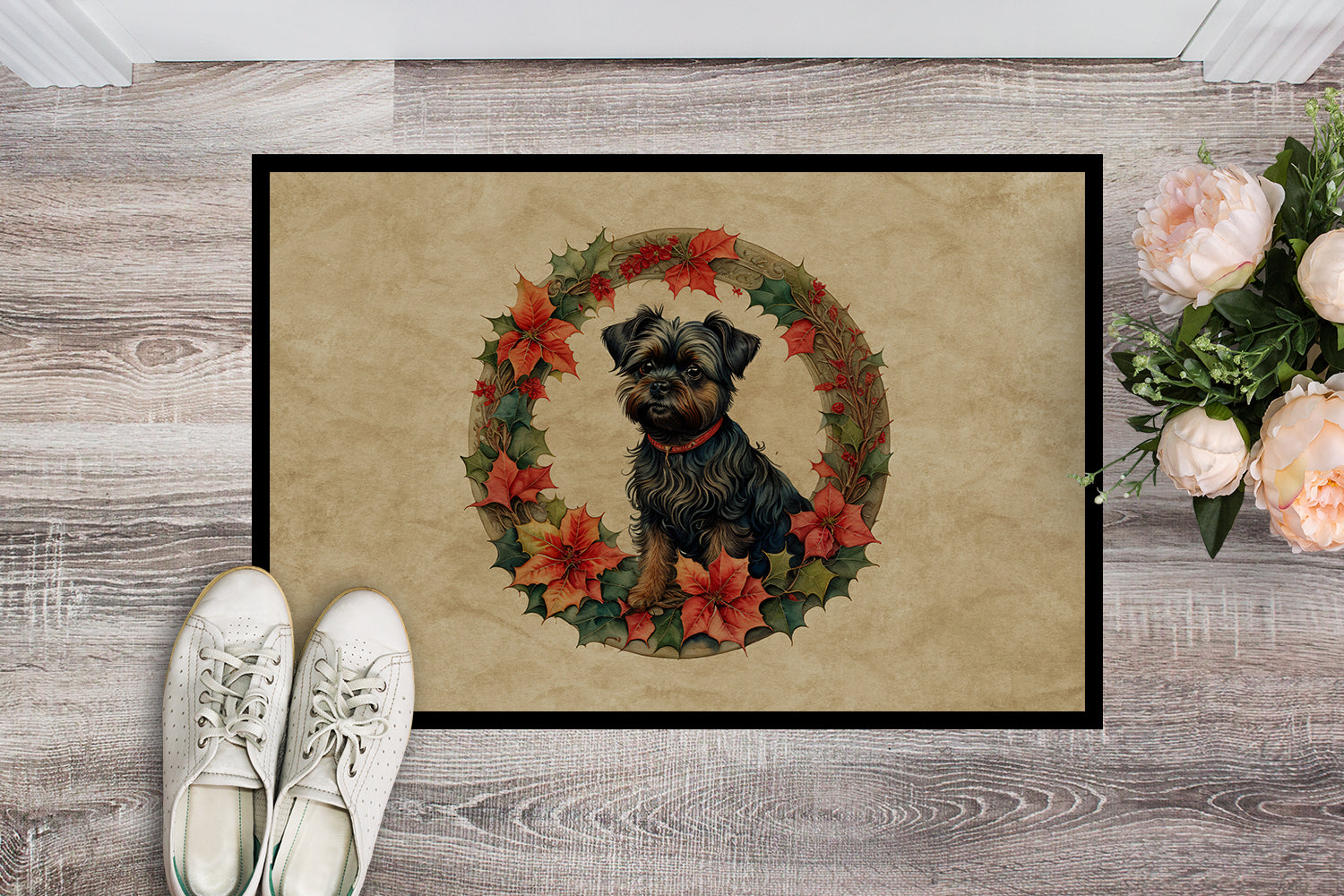 Buy this Affenpinscher Christmas Flowers Doormat