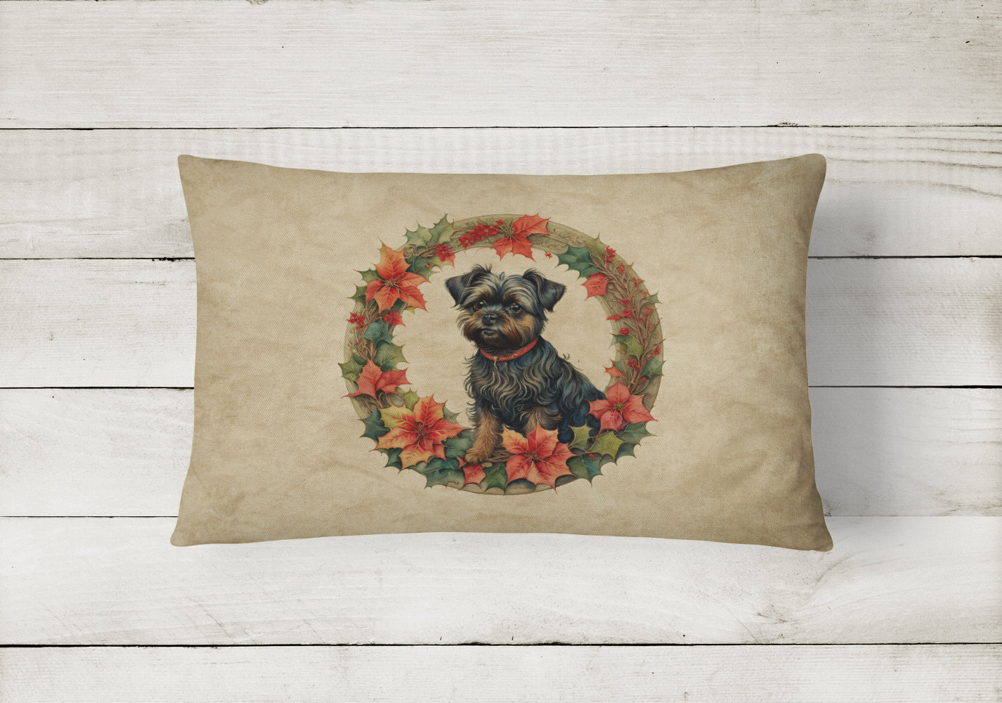 Buy this Affenpinscher Christmas Flowers Throw Pillow