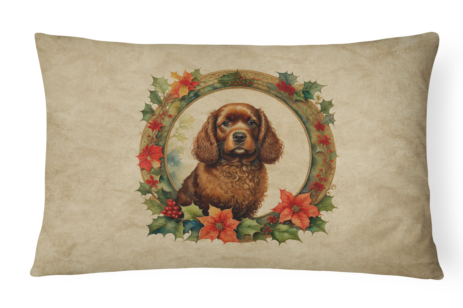 Buy this American Water Spaniel Christmas Flowers Throw Pillow