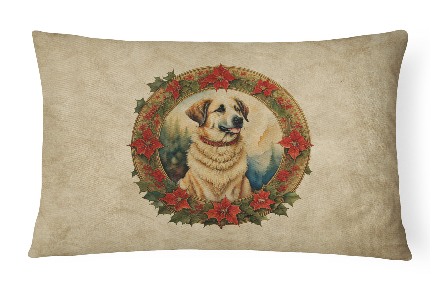 Buy this Anatolian Shepherd Dog Christmas Flowers Throw Pillow