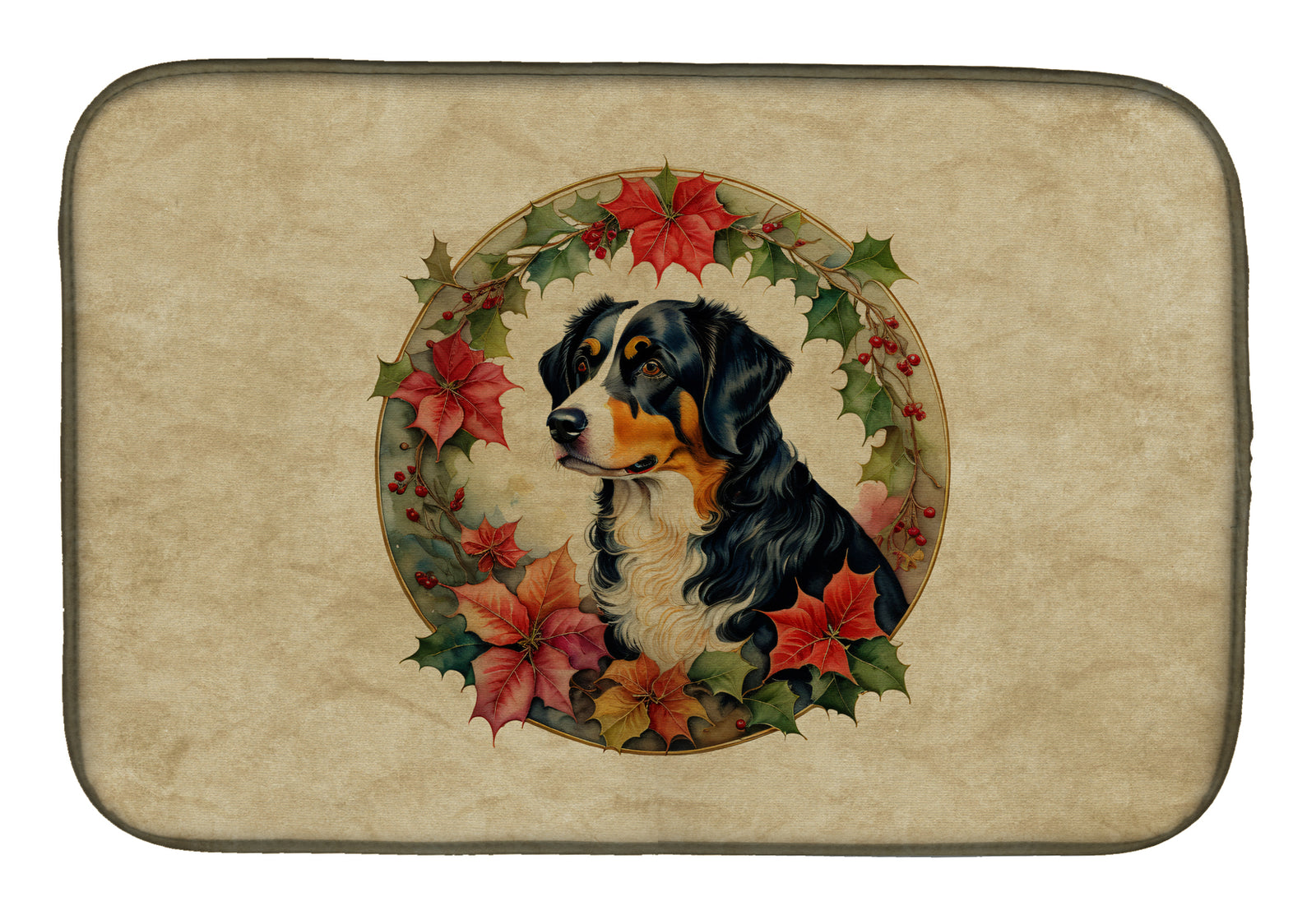 Buy this Appenzeller Sennenhund Christmas Flowers Dish Drying Mat