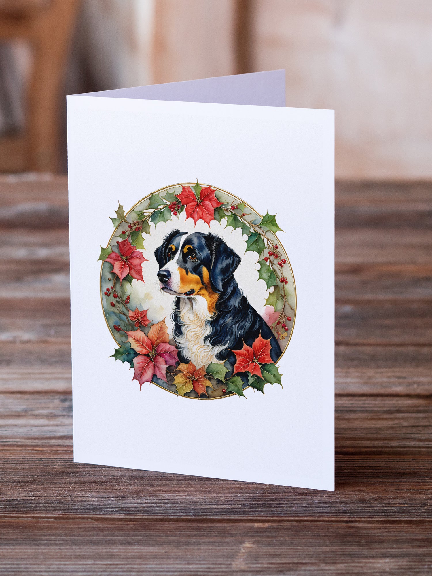 Buy this Appenzeller Sennenhund Christmas Flowers Greeting Cards Pack of 8