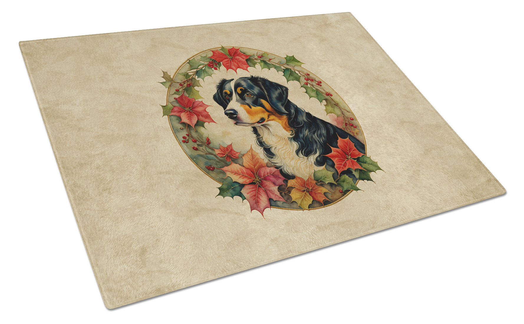 Buy this Appenzeller Sennenhund Christmas Flowers Glass Cutting Board