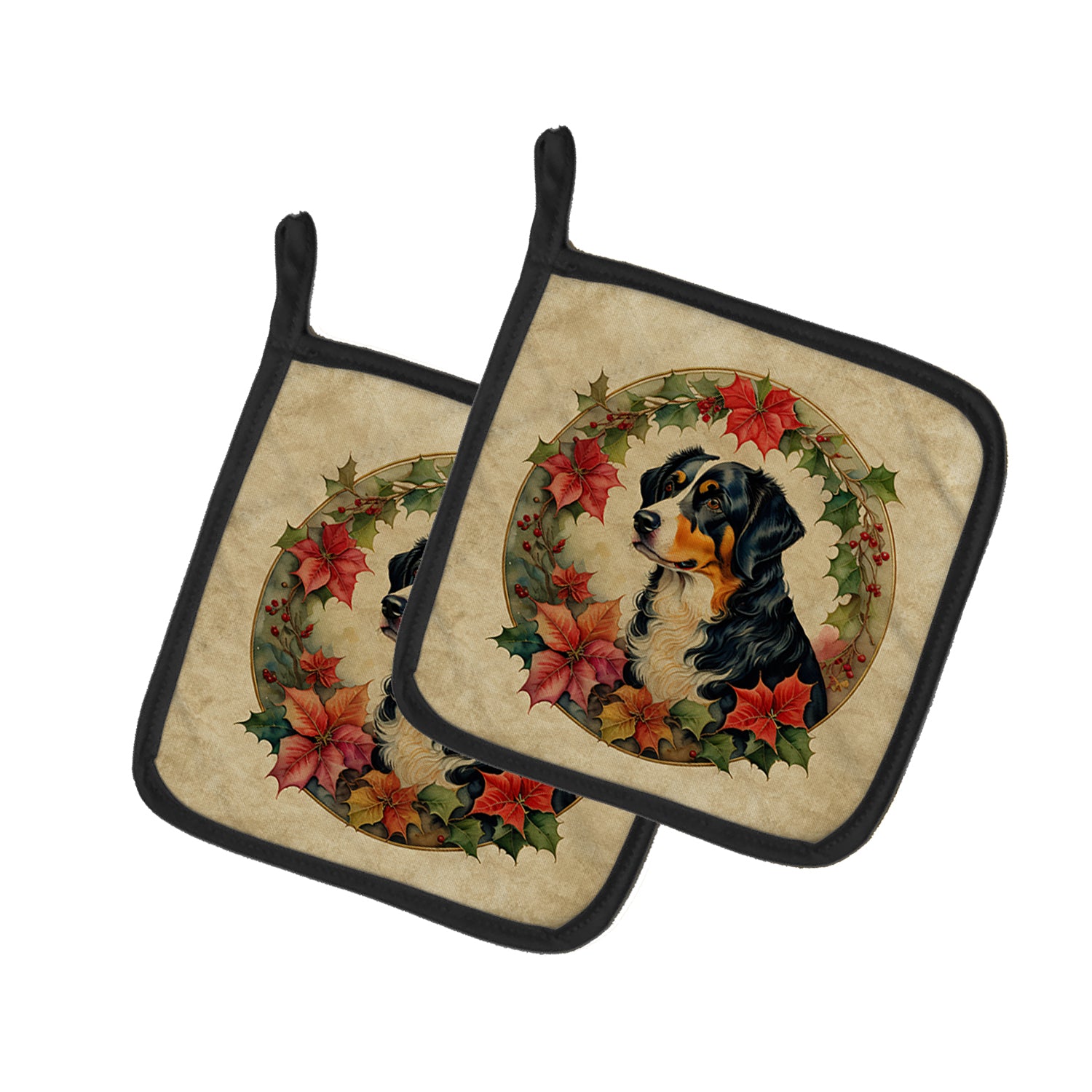 Buy this Appenzeller Sennenhund Christmas Flowers Pair of Pot Holders