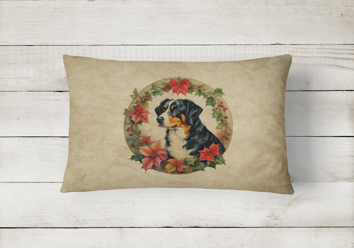 Buy this Appenzeller Sennenhund Christmas Flowers Throw Pillow