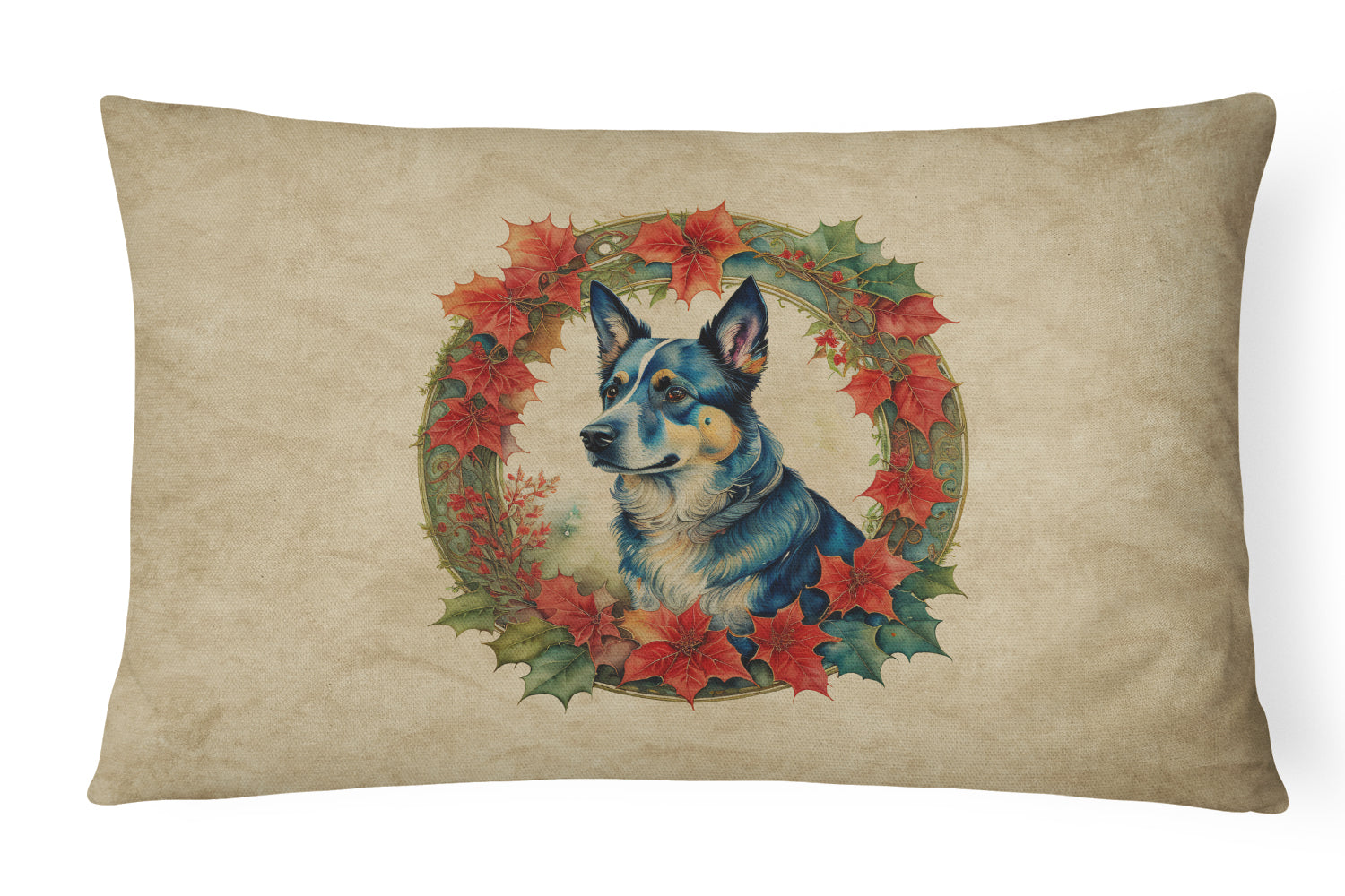 Buy this Australian Cattle Dog Christmas Flowers Throw Pillow