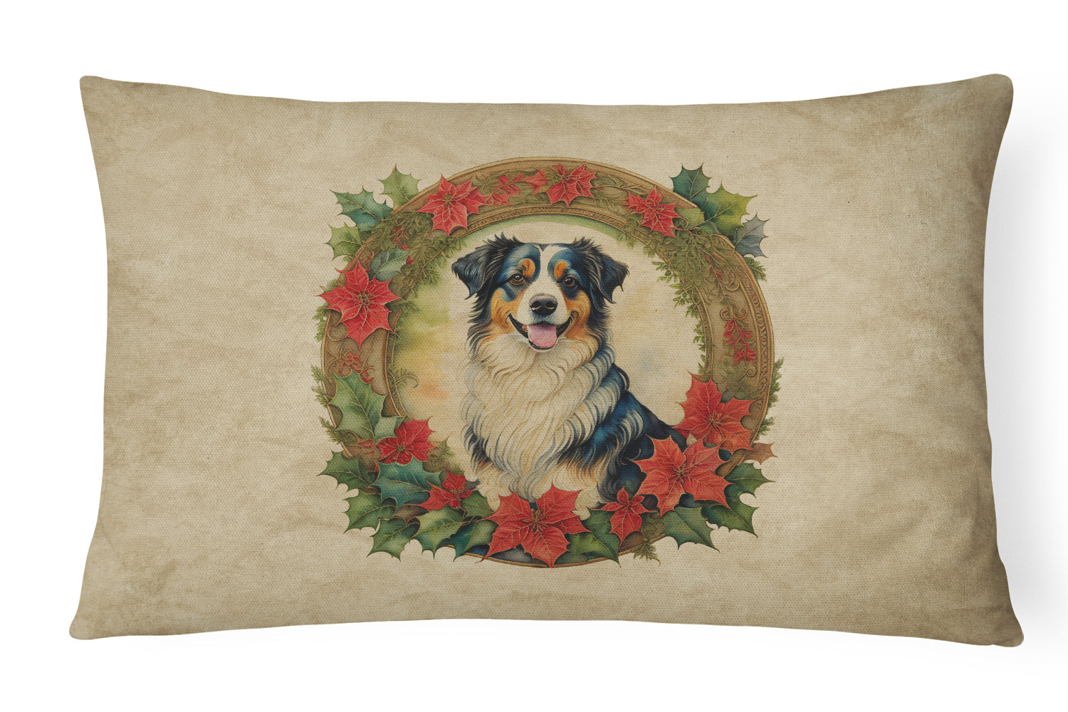 Buy this Australian Shepherd Christmas Flowers Throw Pillow