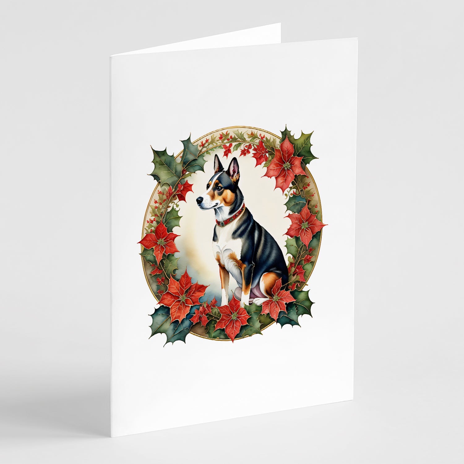 Buy this Basenji Christmas Flowers Greeting Cards Pack of 8