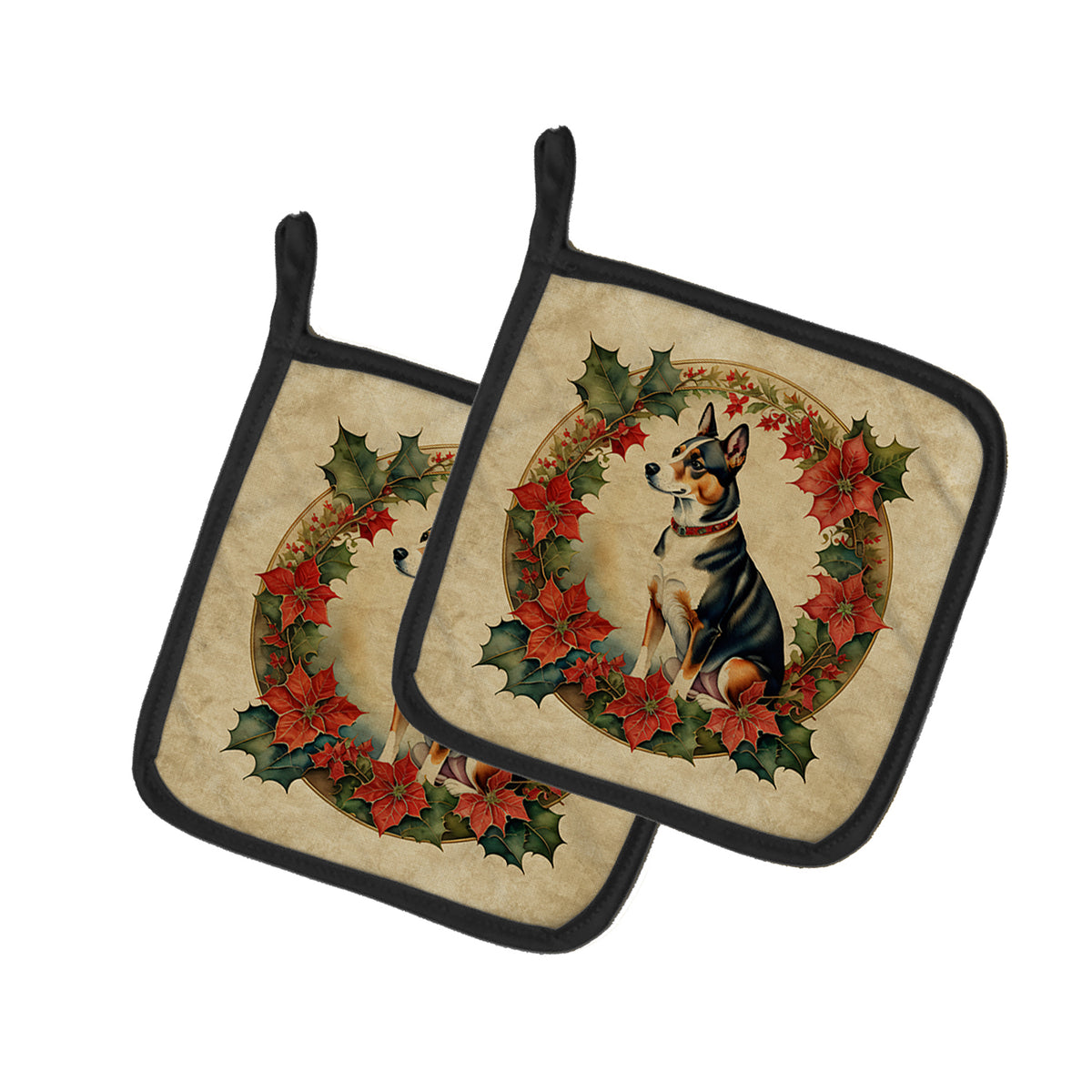 Buy this Basenji Christmas Flowers Pair of Pot Holders