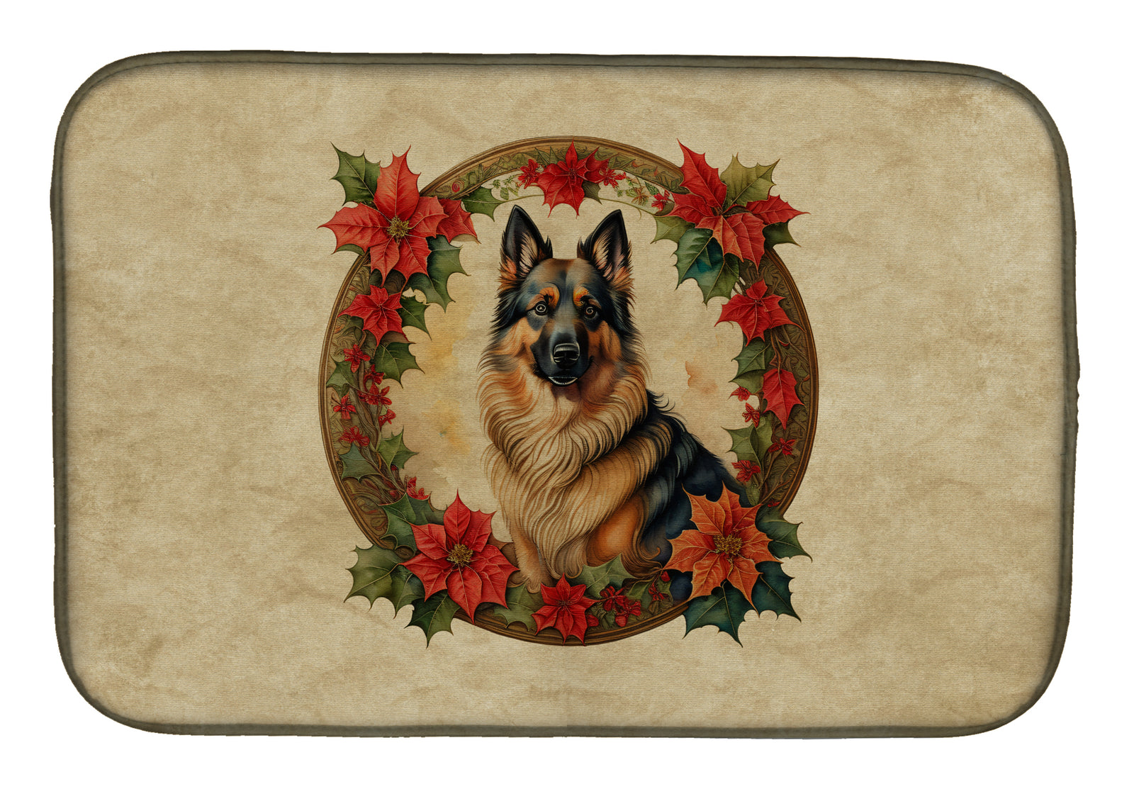 Buy this Belgian Tervuren Christmas Flowers Dish Drying Mat