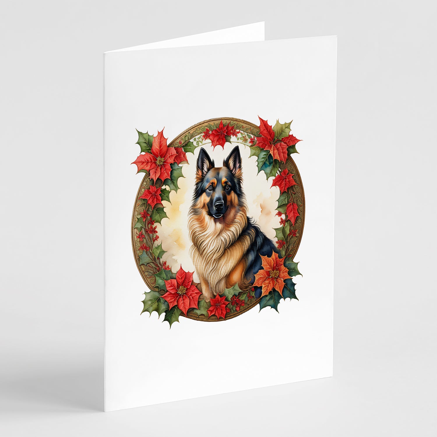 Buy this Belgian Tervuren Christmas Flowers Greeting Cards Pack of 8