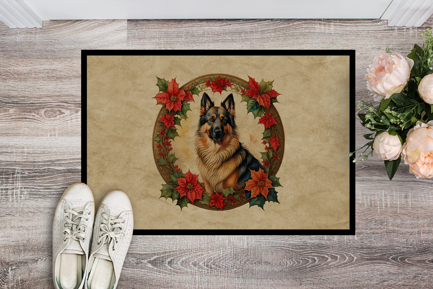 Buy this Belgian Tervuren Christmas Flowers Doormat