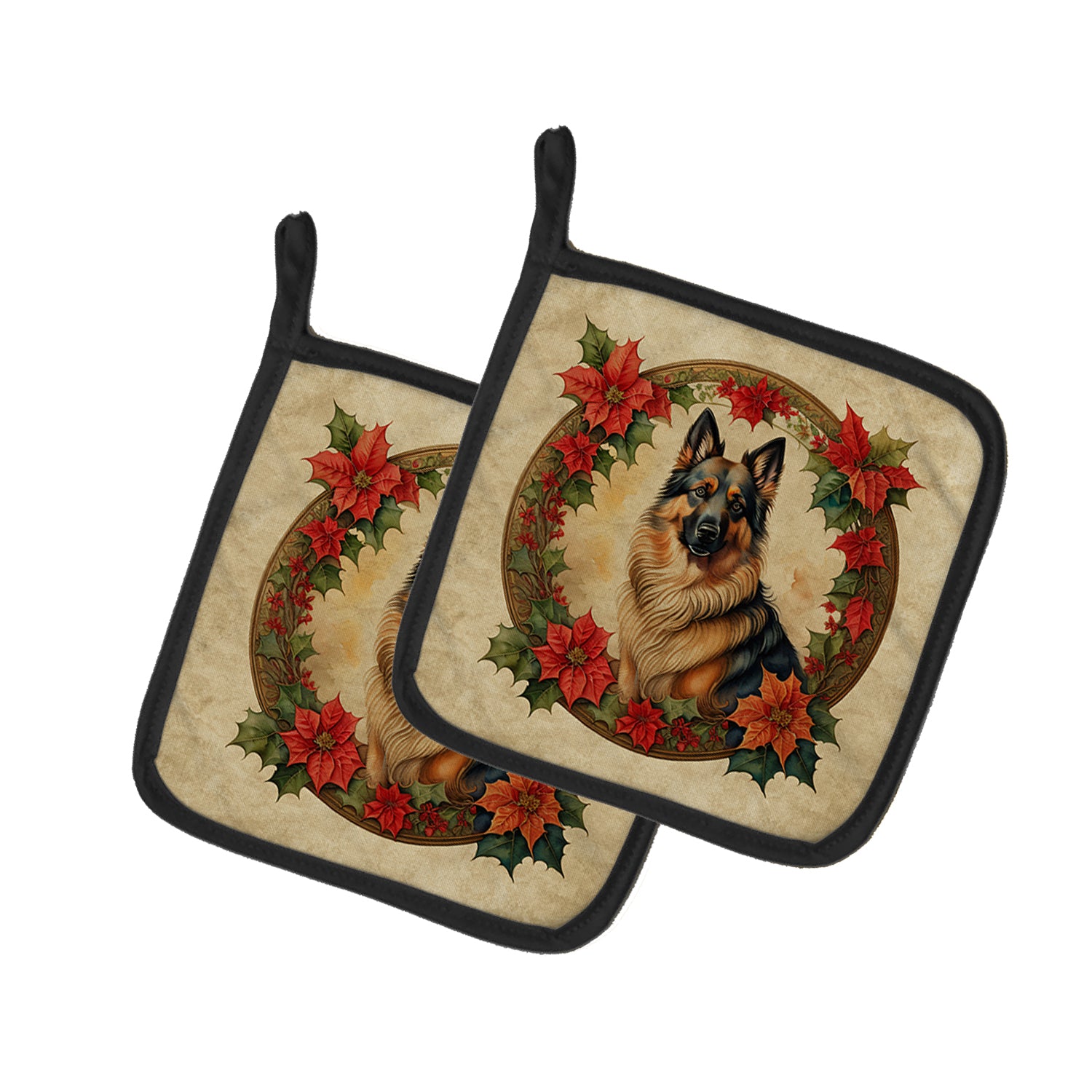 Buy this Belgian Tervuren Christmas Flowers Pair of Pot Holders