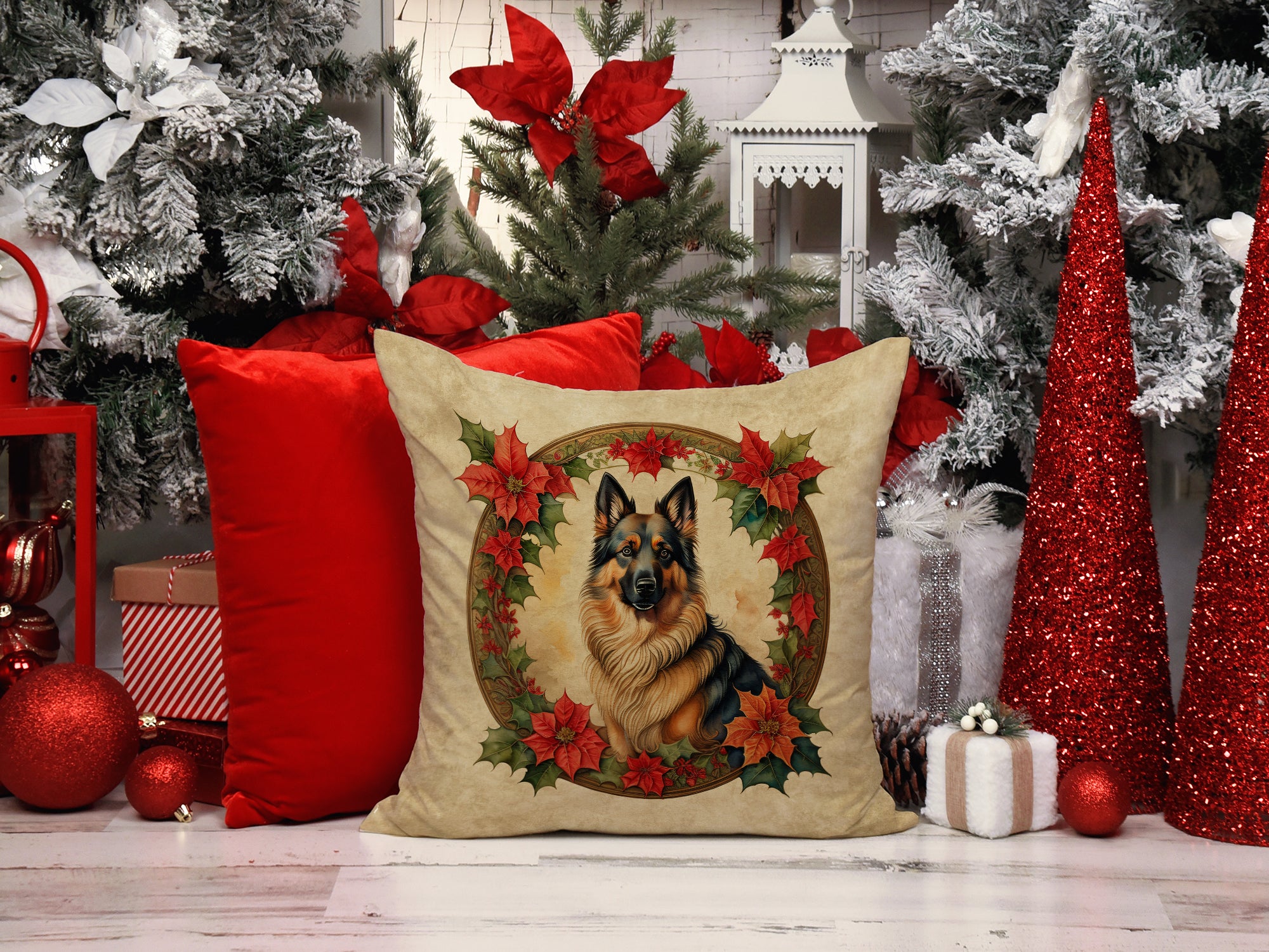 Buy this Belgian Tervuren Christmas Flowers Throw Pillow