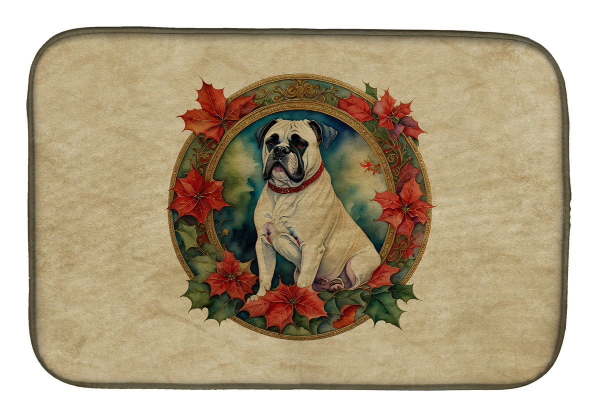 Buy this White Boxer Christmas Flowers Dish Drying Mat